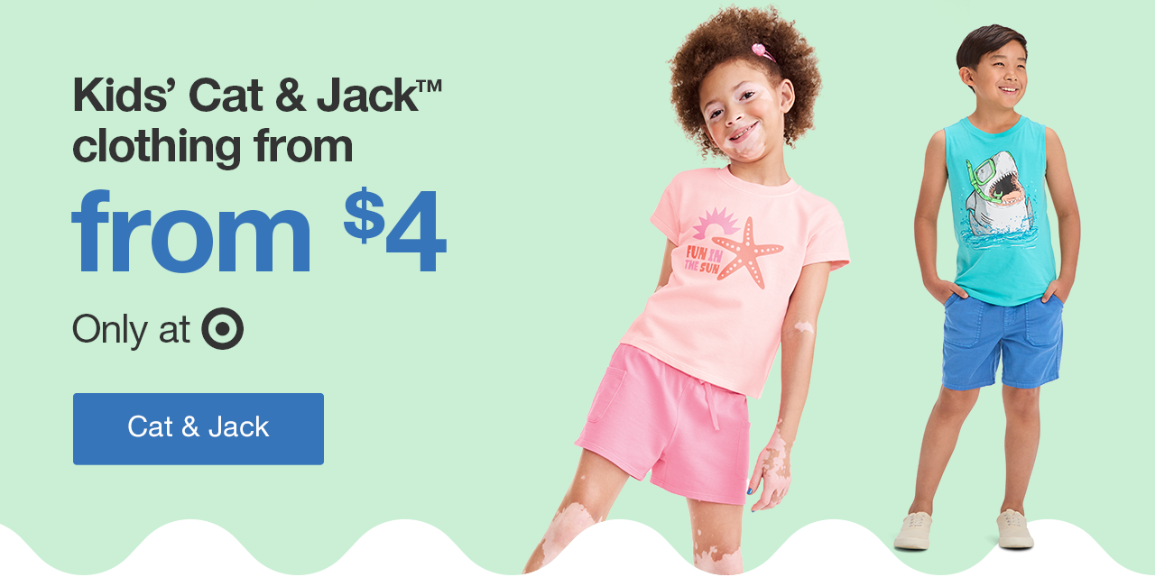 Kids' Cat & Jack™ clothing from $4 Only at Target Cat & Jack ›