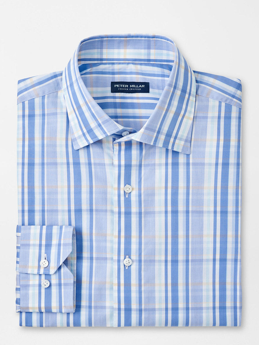 Image of Peter Millar Marcel Cotton Sport Shirt in Cascade Blue