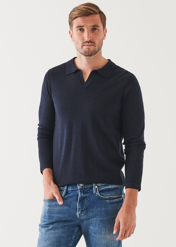 EXTRA-FINE MERINO OPEN POLO