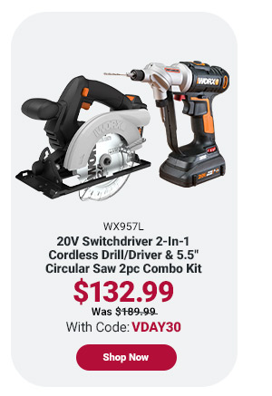 20V POWER SHARE SWITCHDRIVER 2-IN-1 CORDLESS DRILL/DRIVER & 5.5" CIRCULAR SAW 2PC COMBO KIT