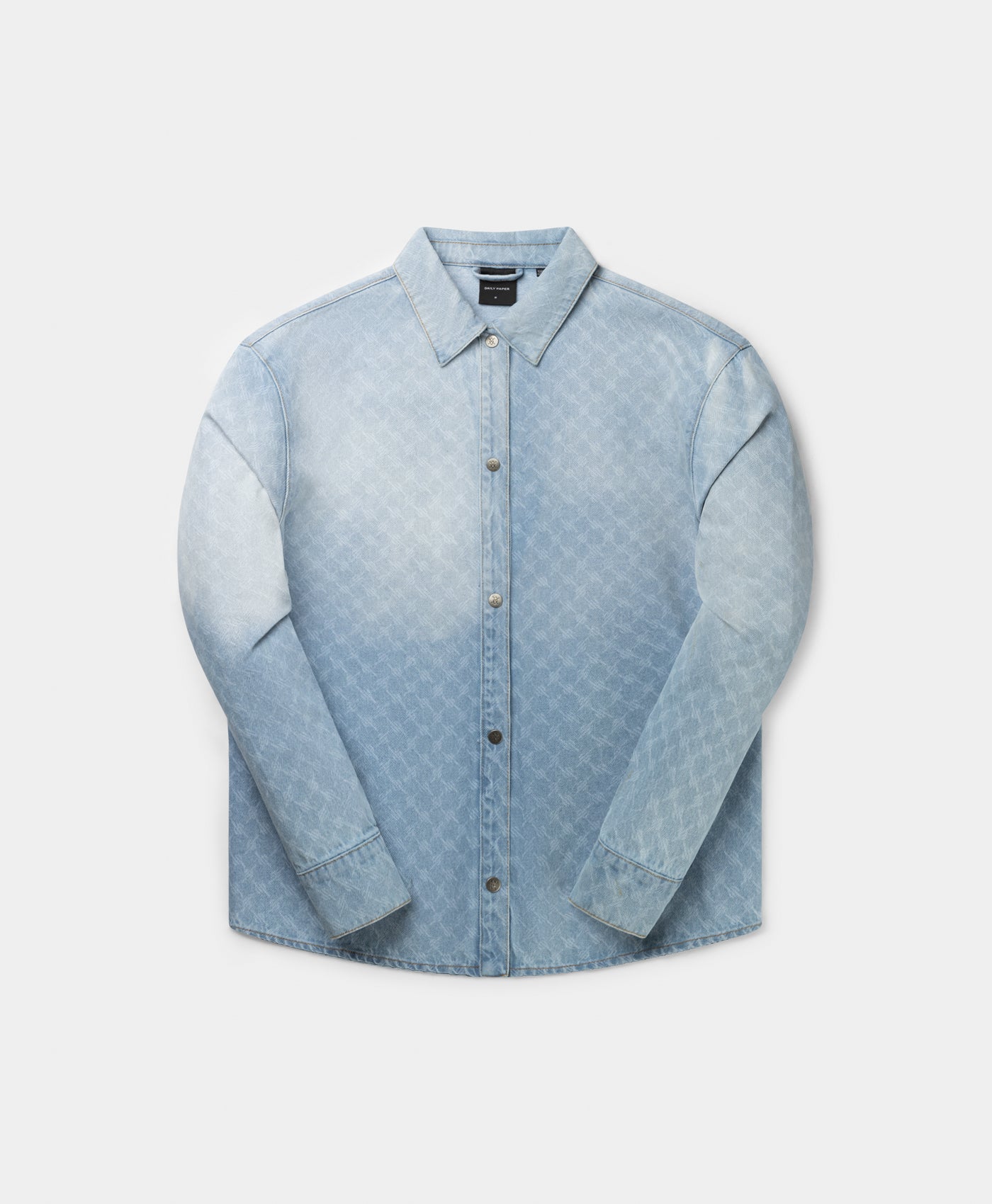 Image of Mid Blue Rahul Monogram Denim Shirt