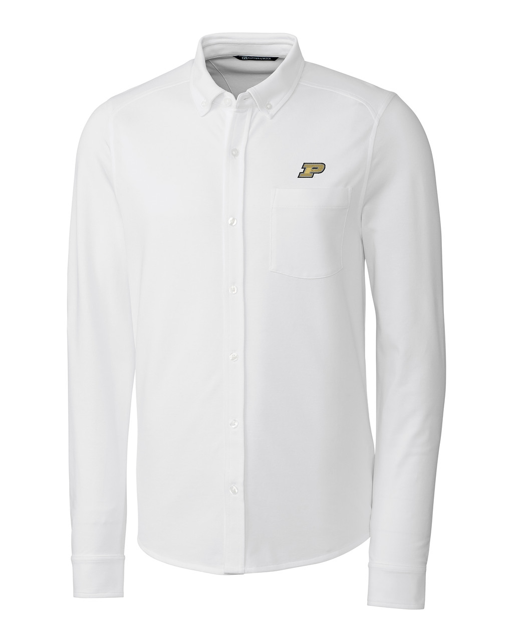 Image of Purdue Boilermakers Cutter & Buck Advantage Tri-Blend Pique Long Sleeve Knitted Mens Button Down