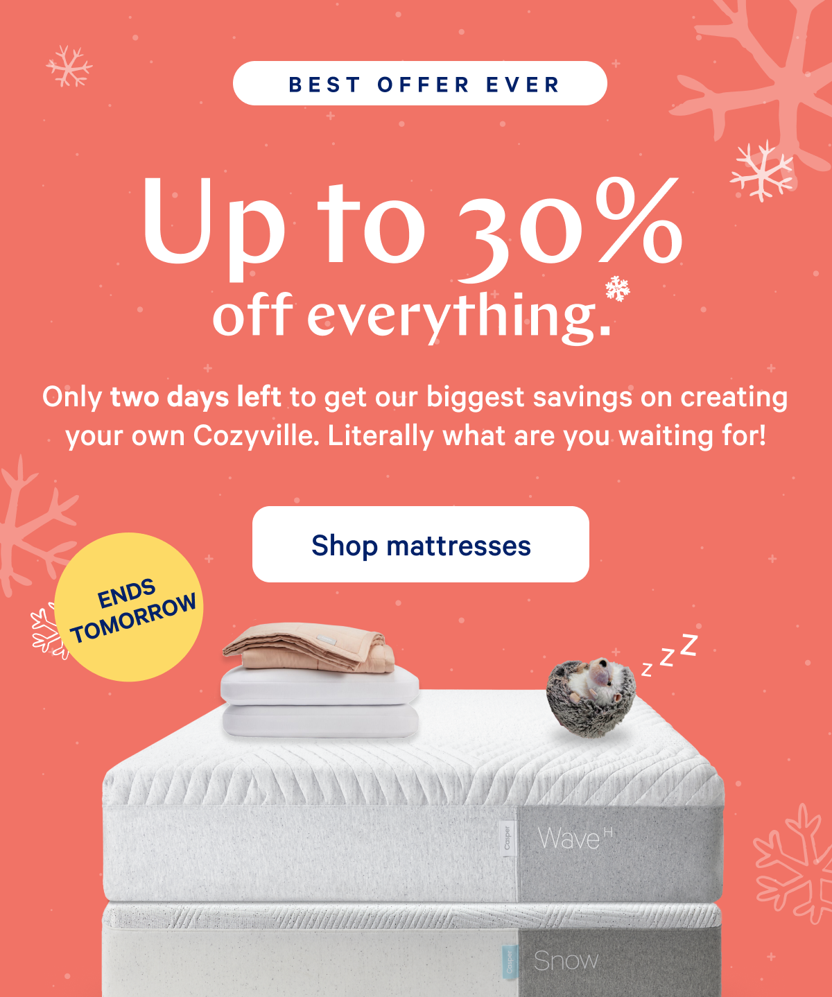 [BEST OFFER EVER] >> Up to 30% off everything.* >> Only one day left to get our biggest savings on creating your own Cozyville. Literally what are you waiting for! >> [ENDS TOMORROW] >>  Shop sale >> 