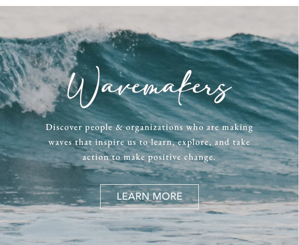 Wavemakers. Discover people and orginizations who are making waves that inspire us to learn, explore, and take action to make a positive change. LEARN MORE