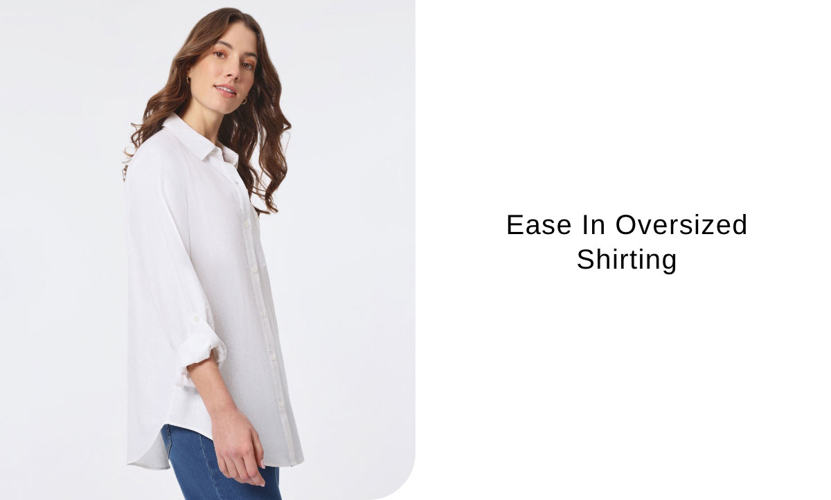 Ease in oversized shirting | Linen Roll-Tab Sleeve Shirt