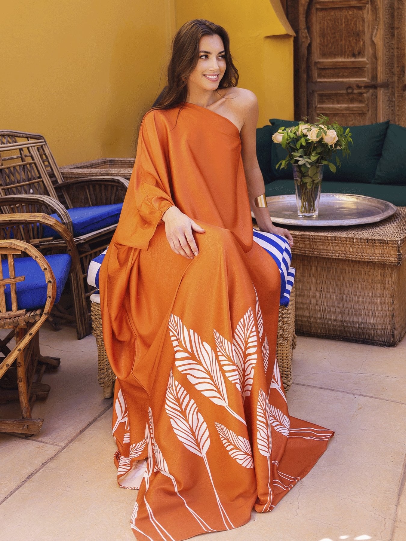 Image of Satu Dress - Palms Orange