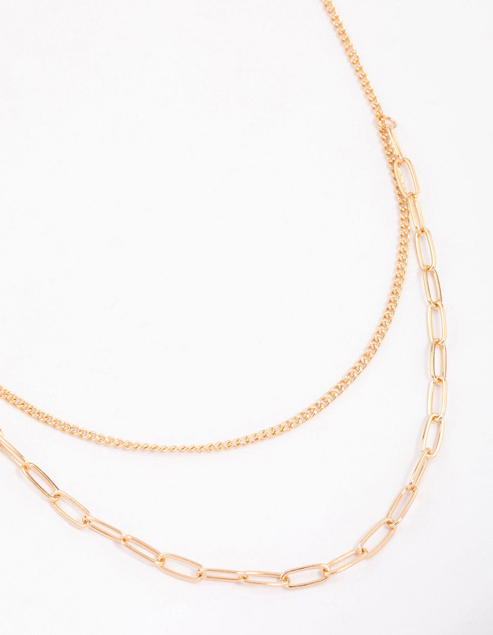 Image of Gold Curb & Cable Layered Necklace