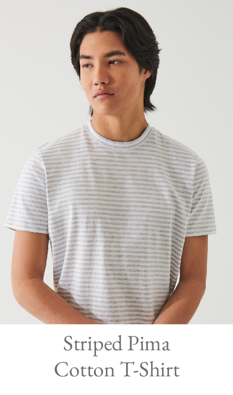 STRIPED PIMA COTTON STRETCH T-SHIRT