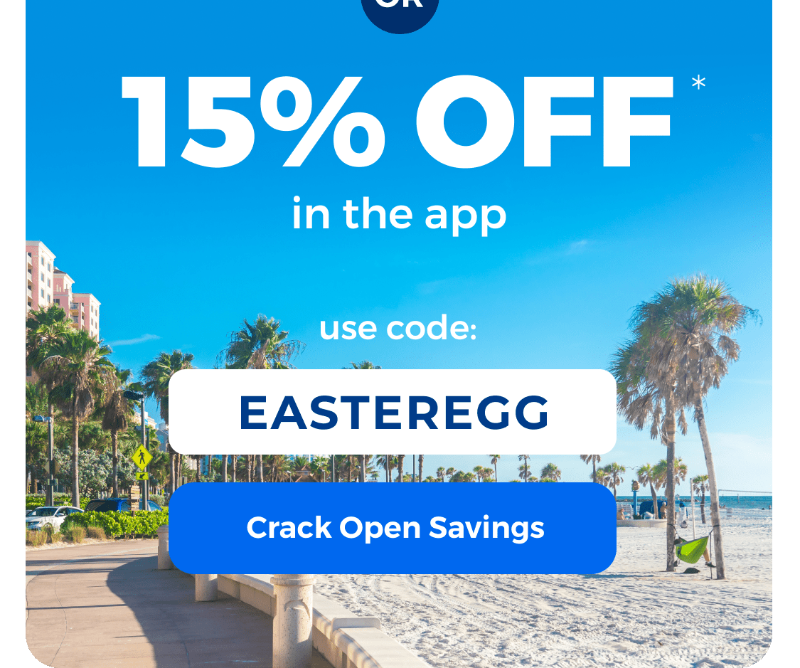 15% off Hotel and Rental Car Express Deals with code EASTEREGG on App