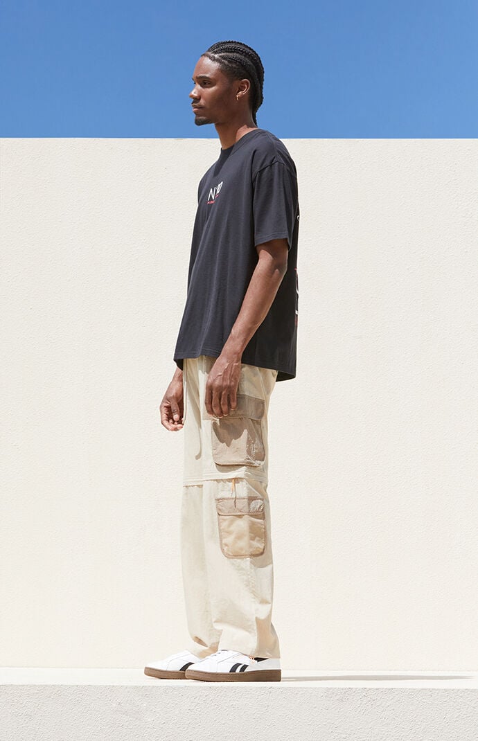 Image: Tan Baggy Nylon Cargo Zip Off Pants