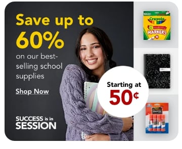 Save up to 60% on our best-selling school supplies