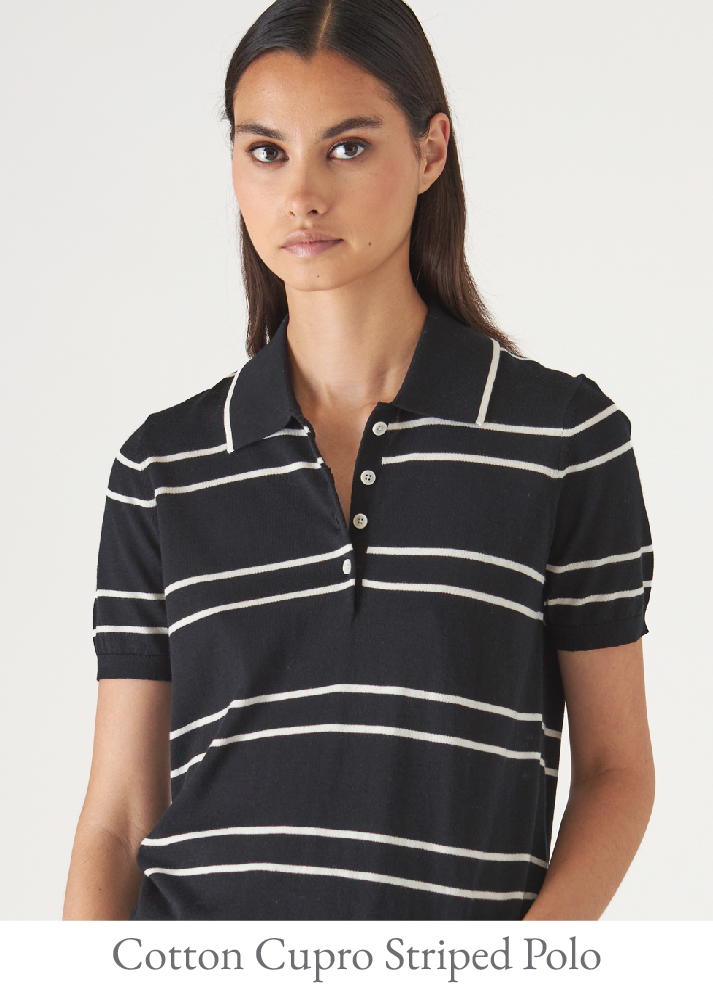 COTTON CUPRO STRIPED SHORT SLEEVE POLO