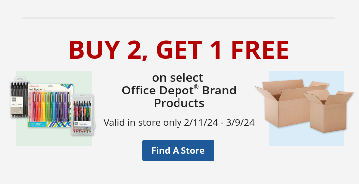 Buy 2, get 1 Free on select Office Depot brand products