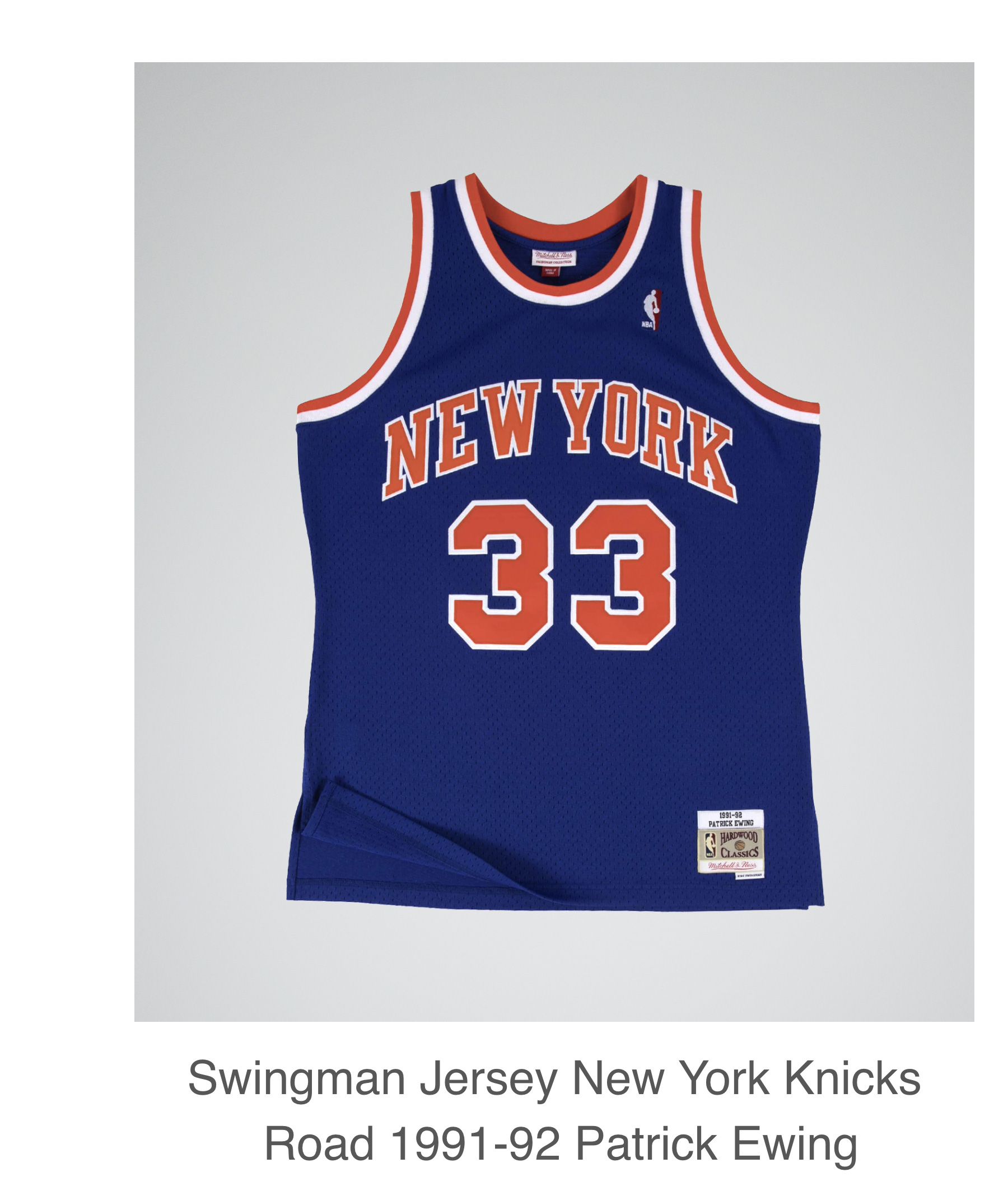 Swingman Jersey New York Knicks Road 1991-92 Patrick Ewing