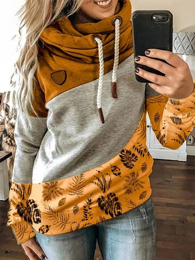 Casual Paneled Hoodie Sweatsh...