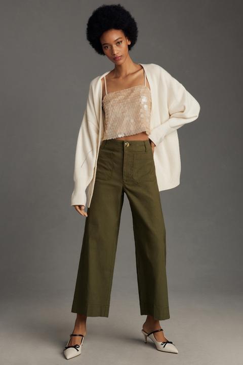 The Colette Cropped Wide-Leg Pants by Maeve