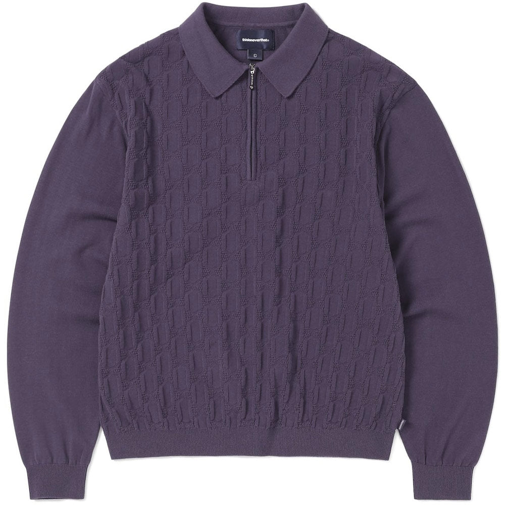 Image of Cable Knit Zip Polo 'Violet'