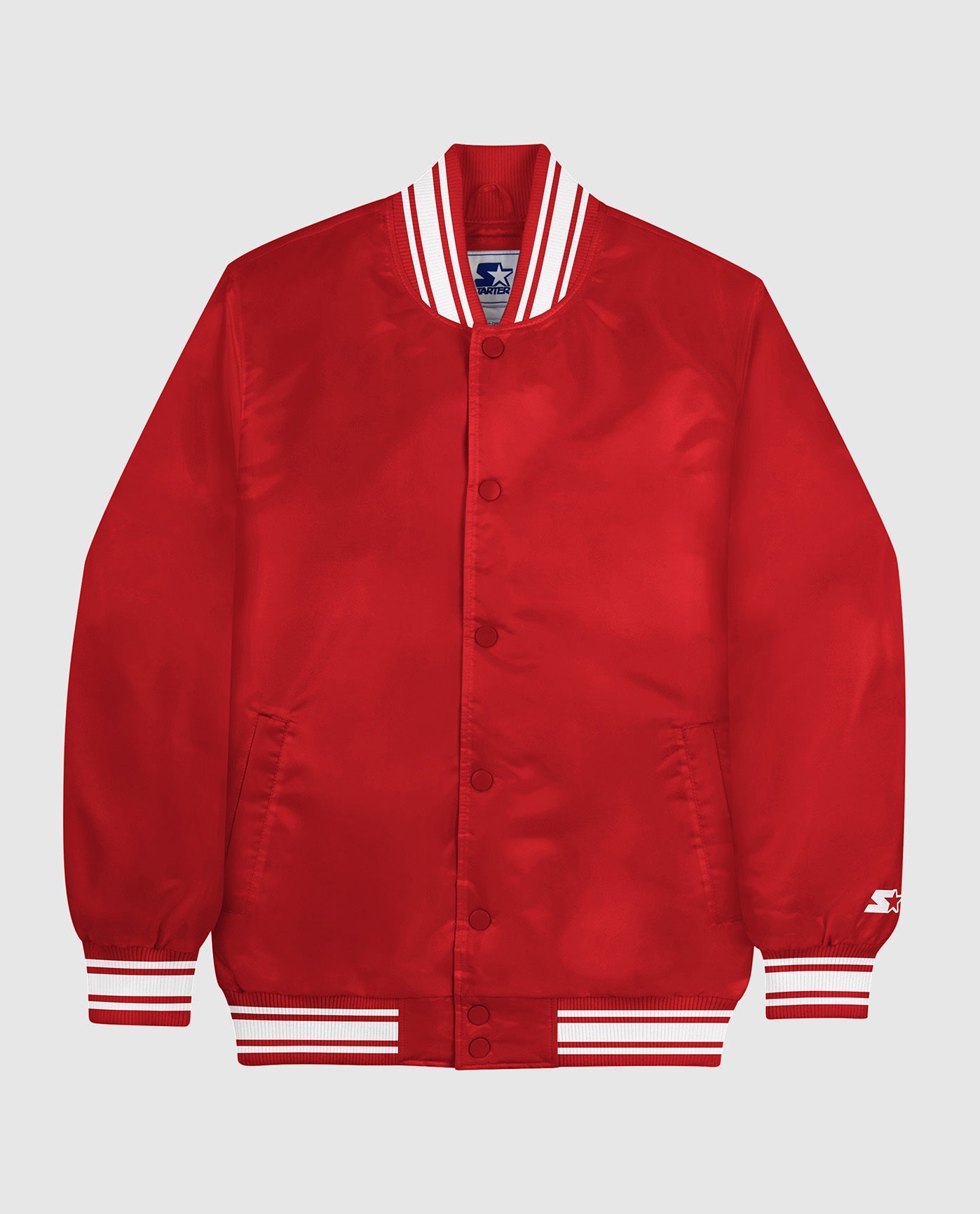 Image of Starter Locker Room Full-Snap Satin Jacket Red