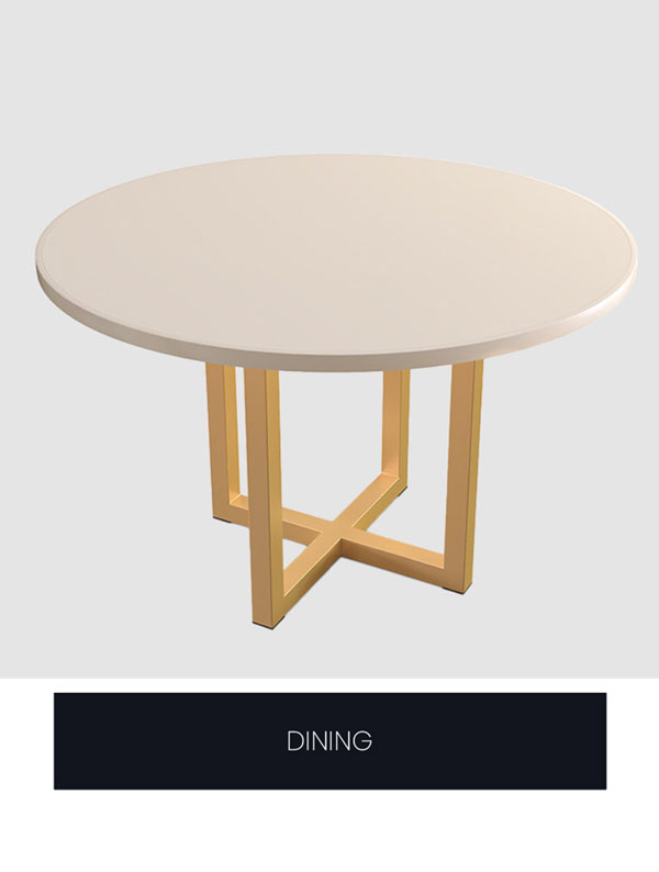 Dining category featuring the Ness table base in Opaque Gold with a 48