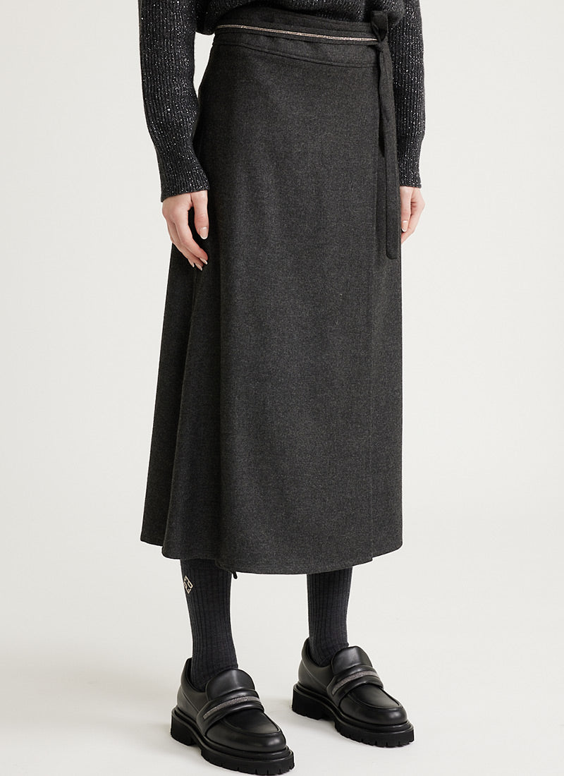 Image of Wool Flannel Midi Skirt