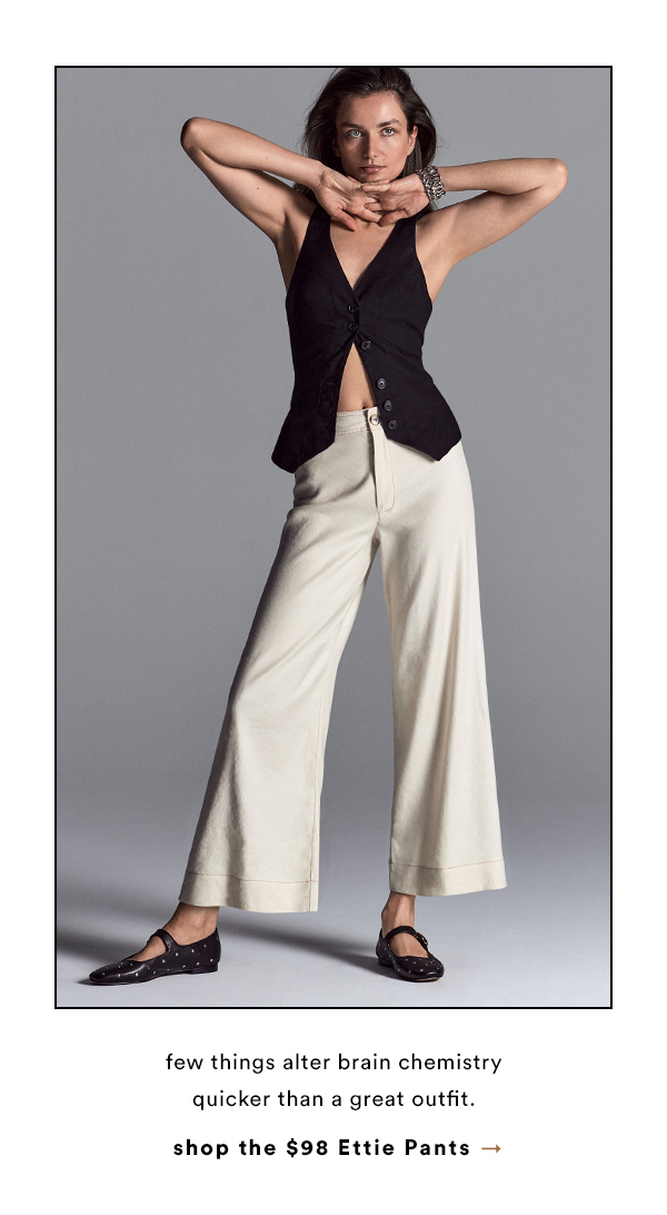 Woman wearing white linen pants. Shop the $98 Ettie Pants.