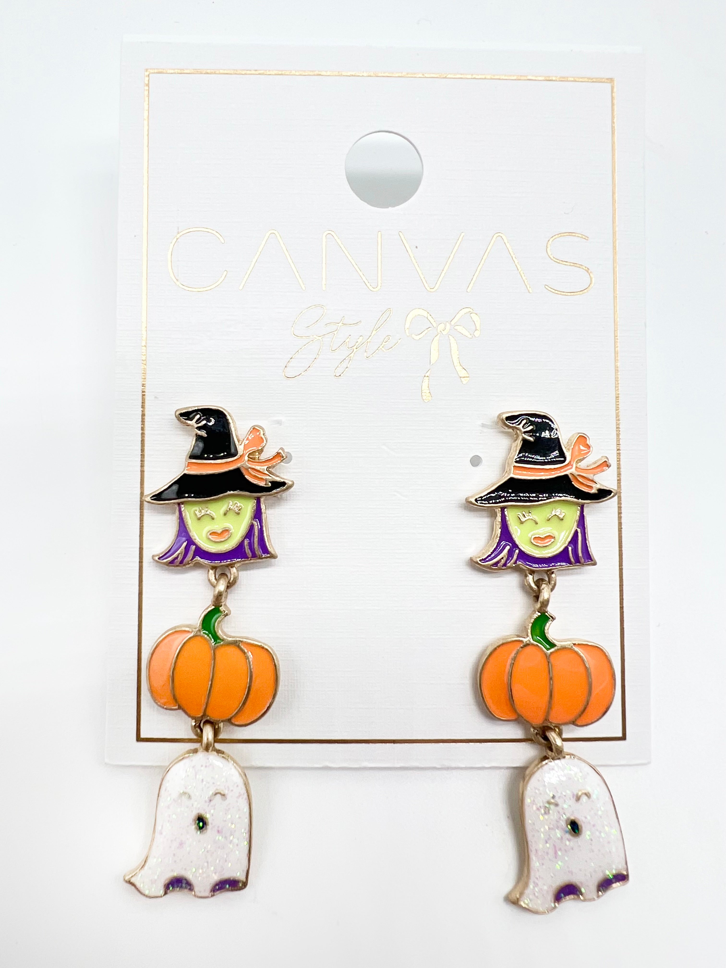 Image of Halloween Frights Enamel Triple Drop Earrings