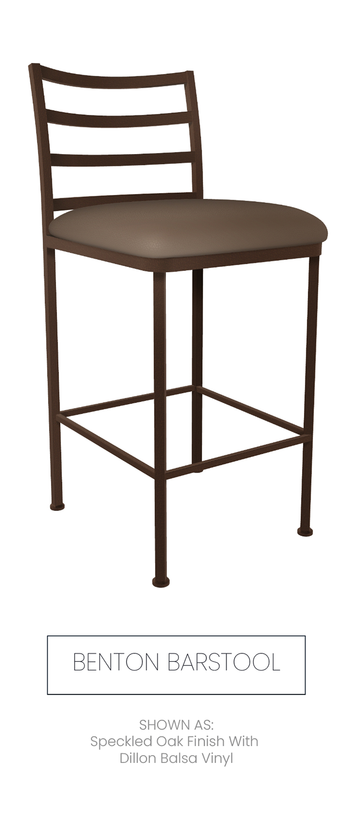 Benton barstool shown as Speckled Oak finish with Dillon Balsa vinyl