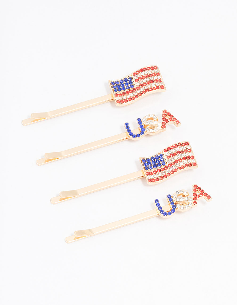 Image of Gold USA American Flag Hair Clip 4-Pack