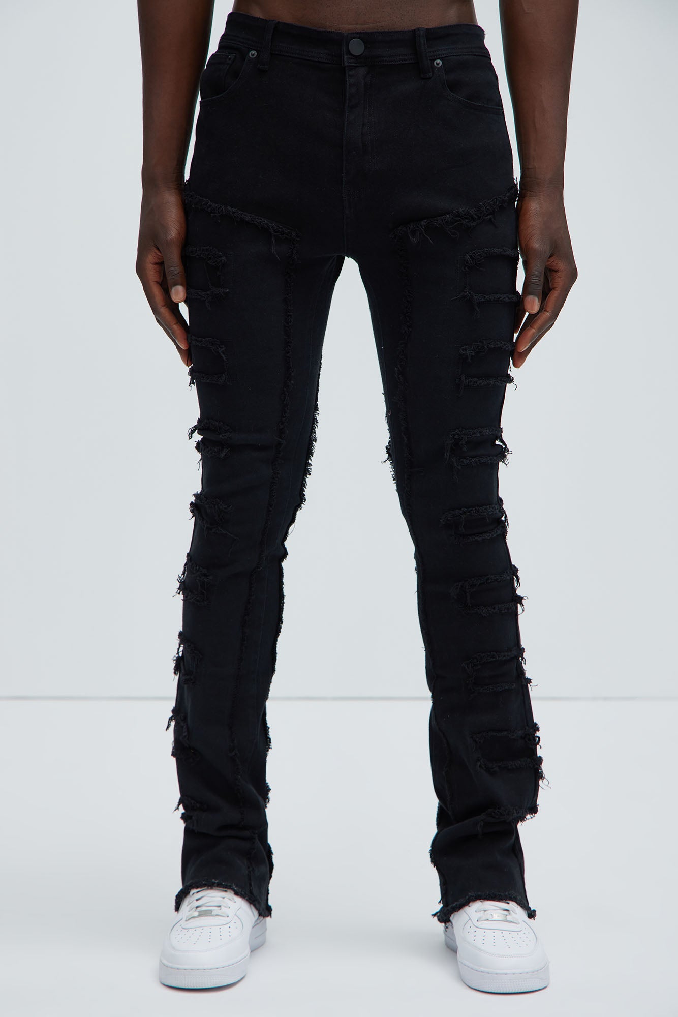 Image of Over The Top Stacked Skinny Flare Pants - Black