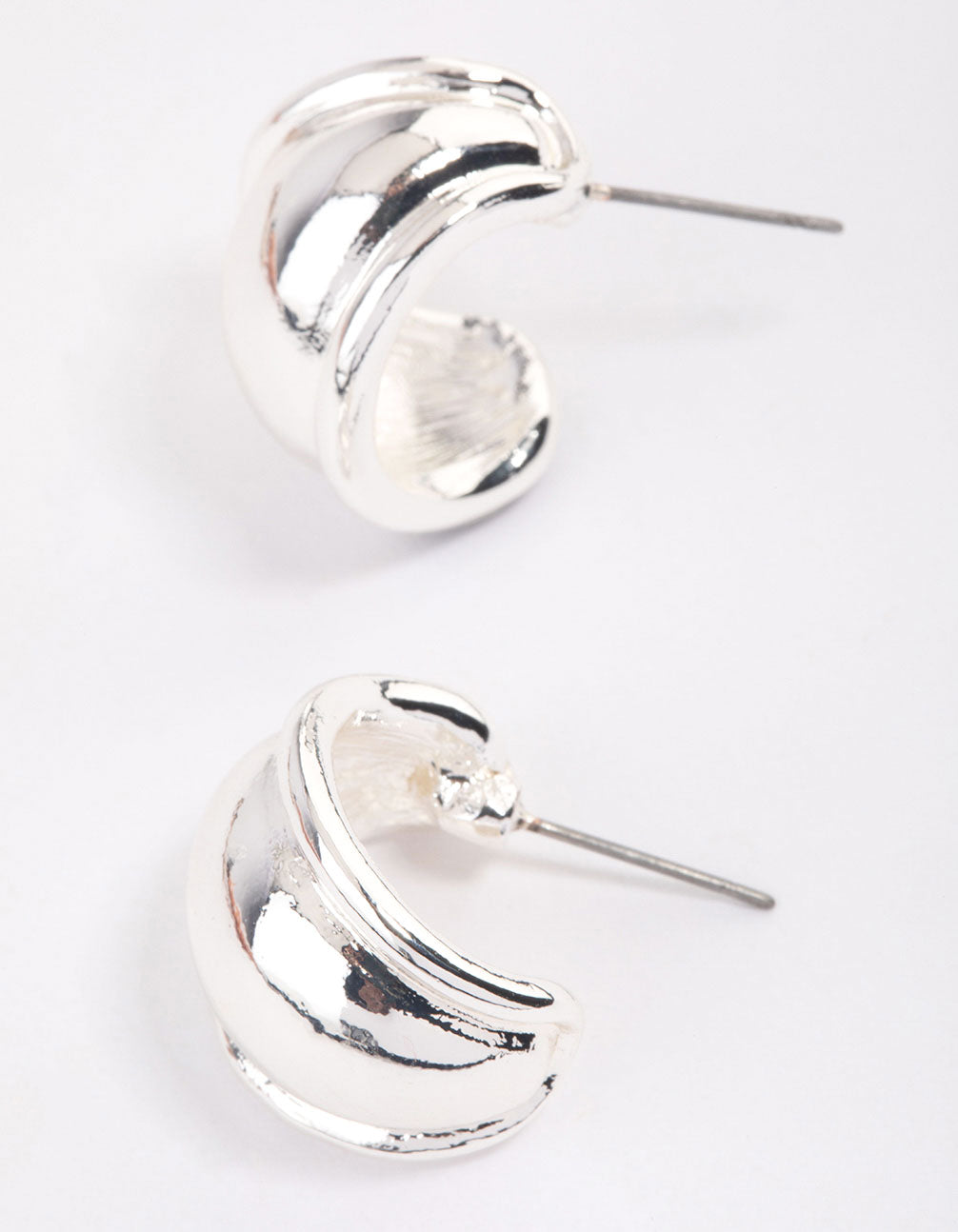 Image of Silver Rounded Edge Hoop Earrings & Polishing Set