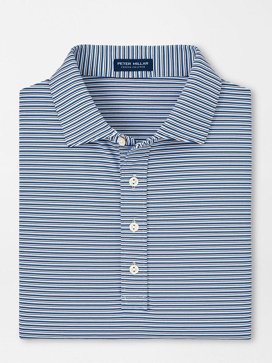 Image of Peter Millar Alto Performance Jersey Polo in White/Navy