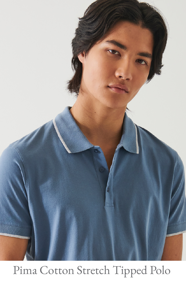 PIMA COTTON STRETCH TIPPED POLO