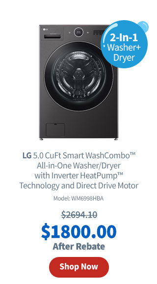 LG 5.0 CuFt Smart WashCombo™ All-in-One Washer/Dryer with Inverter HeatPump™ Technology and Direct Drive Motor