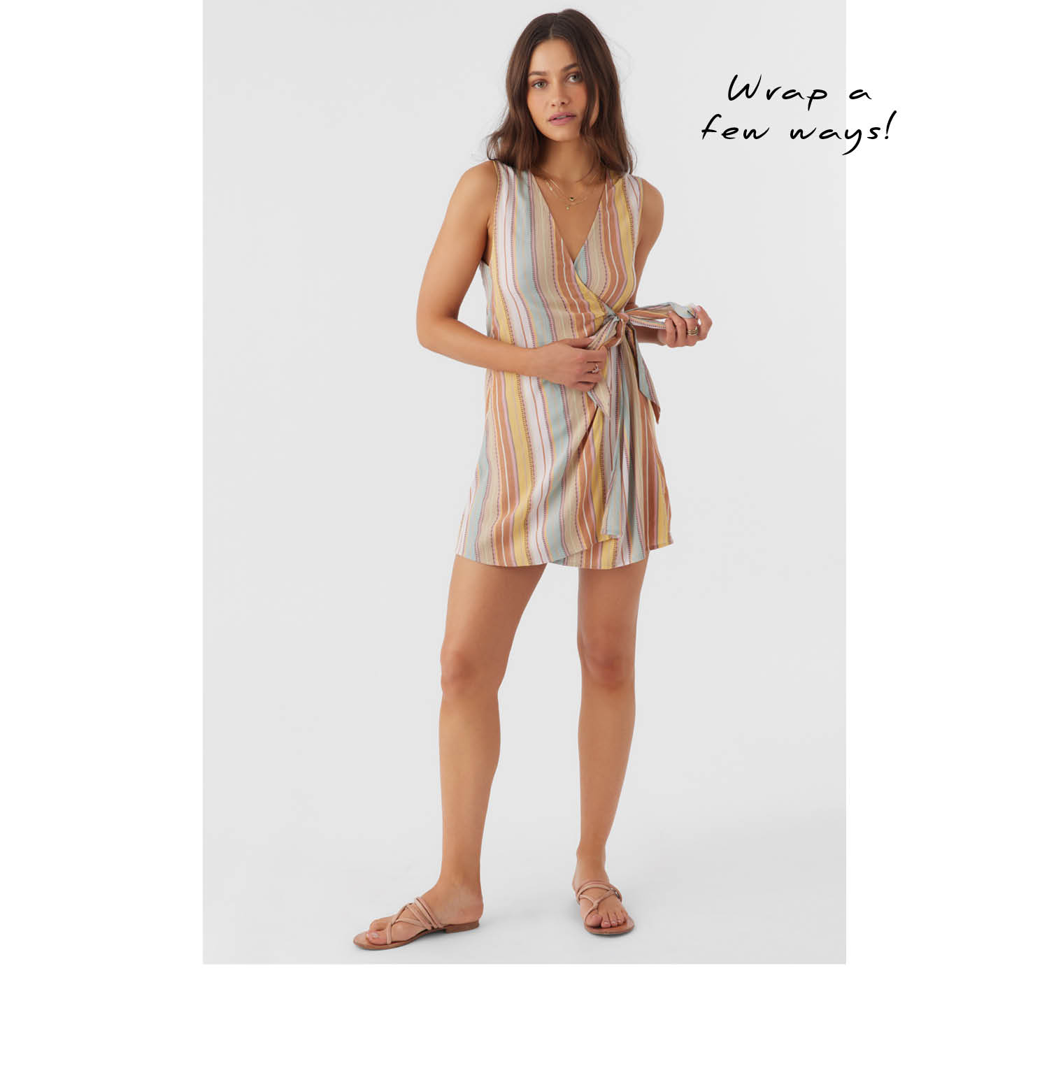 MAIZIE STRIPE WRAP MINI DRESS