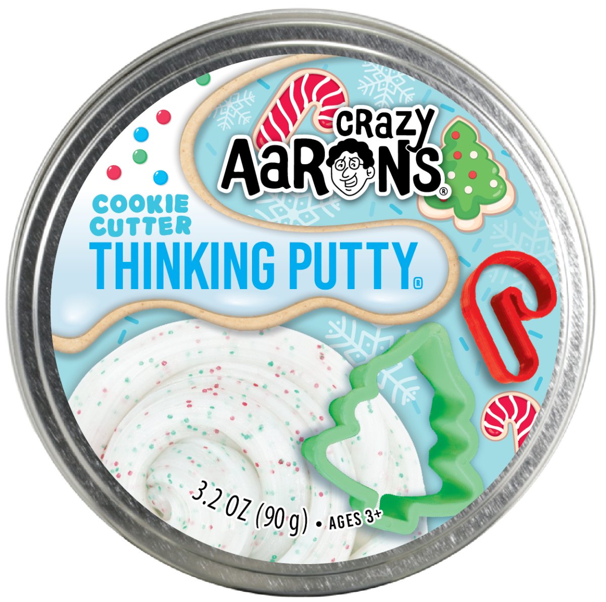 Crazy Aarons Cookie Cutter Full Size 4 Inch Christmas Thinking Putty Tin