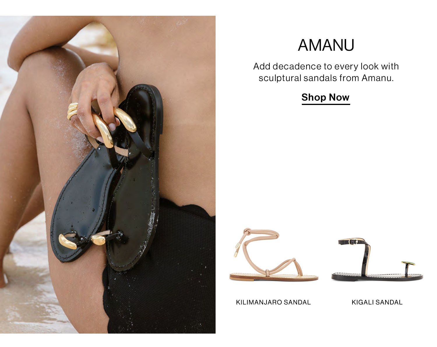 Amanu: Add decadence to every look with sculptural sandals from Amanu. Shop Now