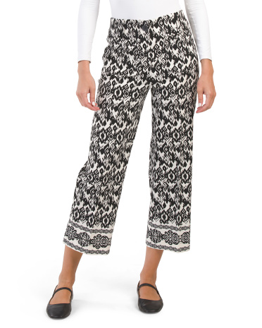 Border Print Front Pocket Pants