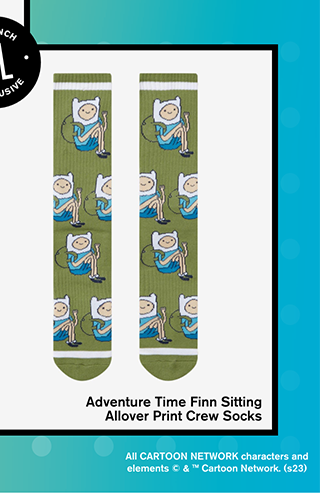 Adventure Time Finn Sitting Allover Print Crew Socks