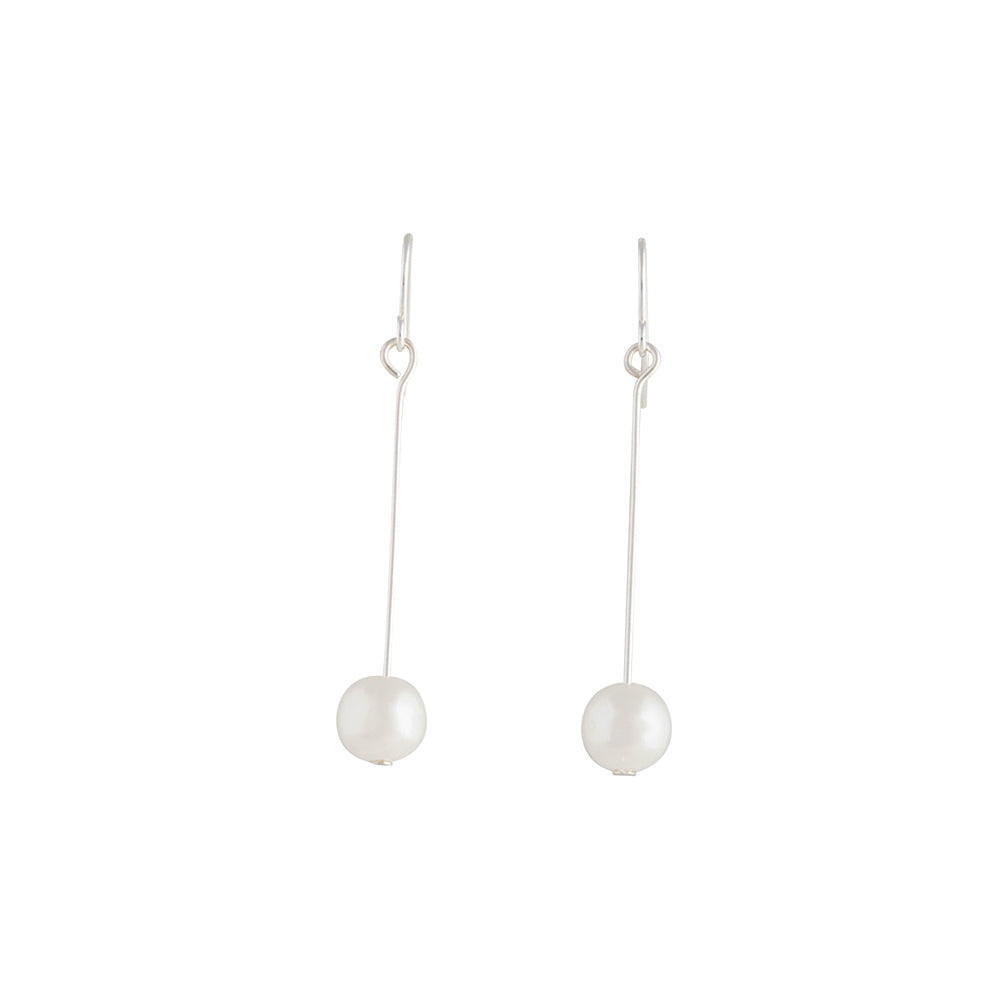 Image of Fine Silver Pin & Pearl Drop Earrings