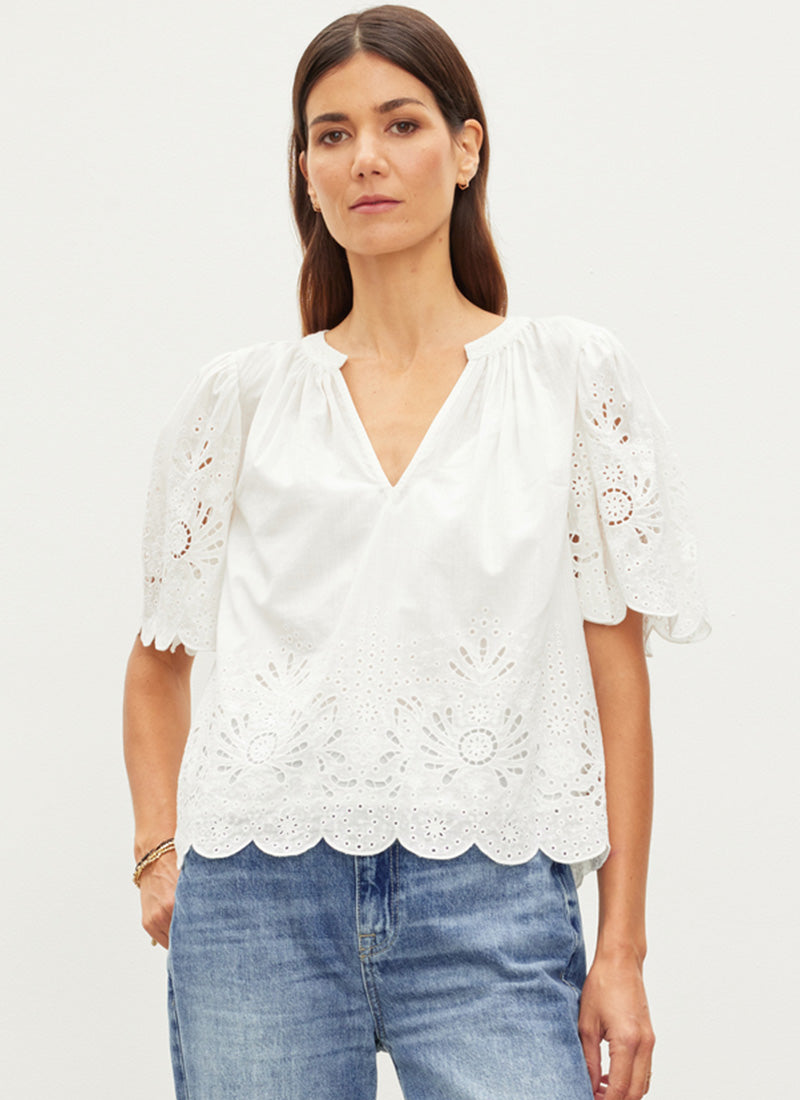 Image of Razi Embroidered Lace Top