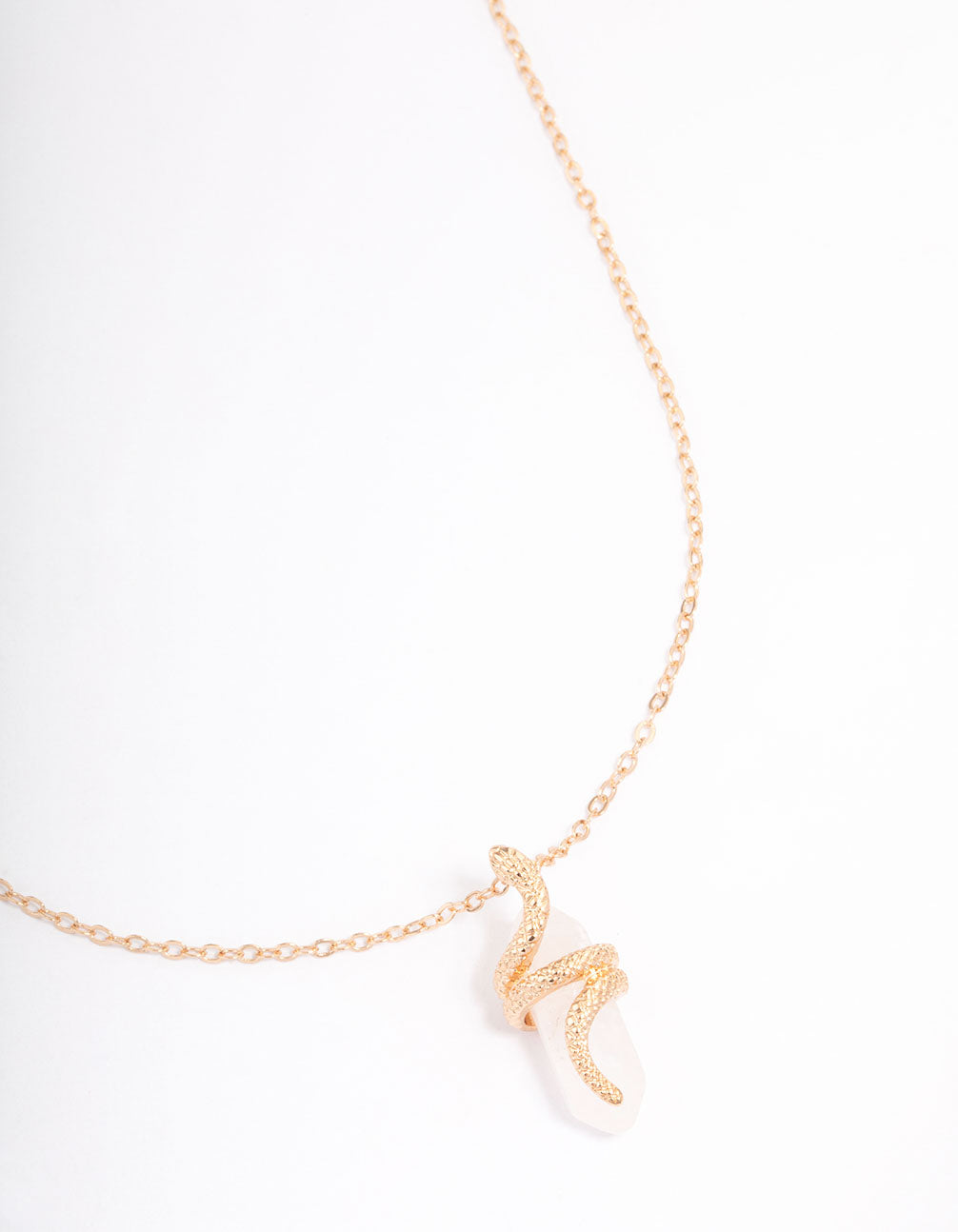 Image of Gold Clear Quartz Snake Wrap Shard Necklace