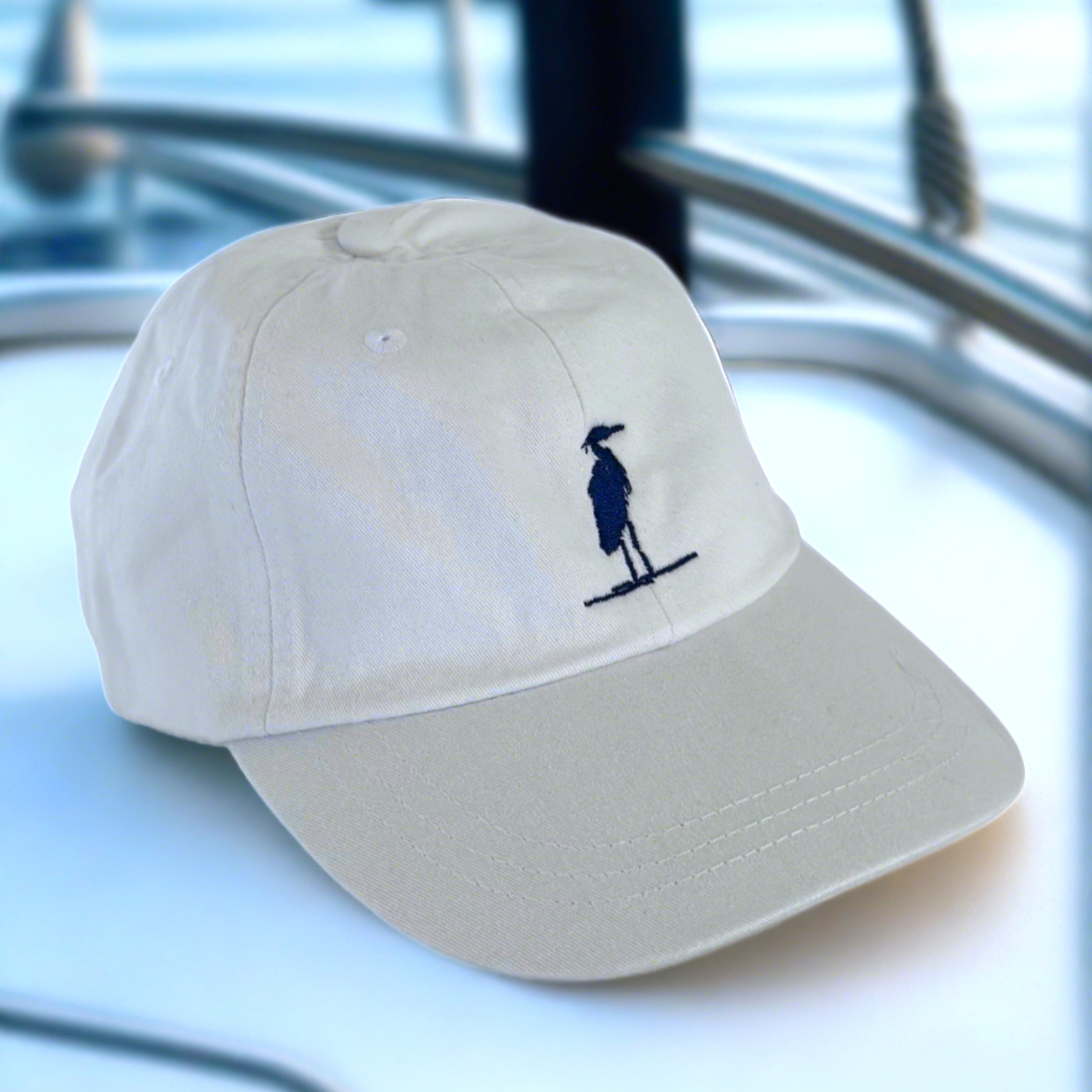 Limited Edition white Hats with Heron Centered