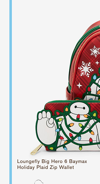 Loungefly Big Hero 6 Baymax Holiday Plaid Zip Wallet