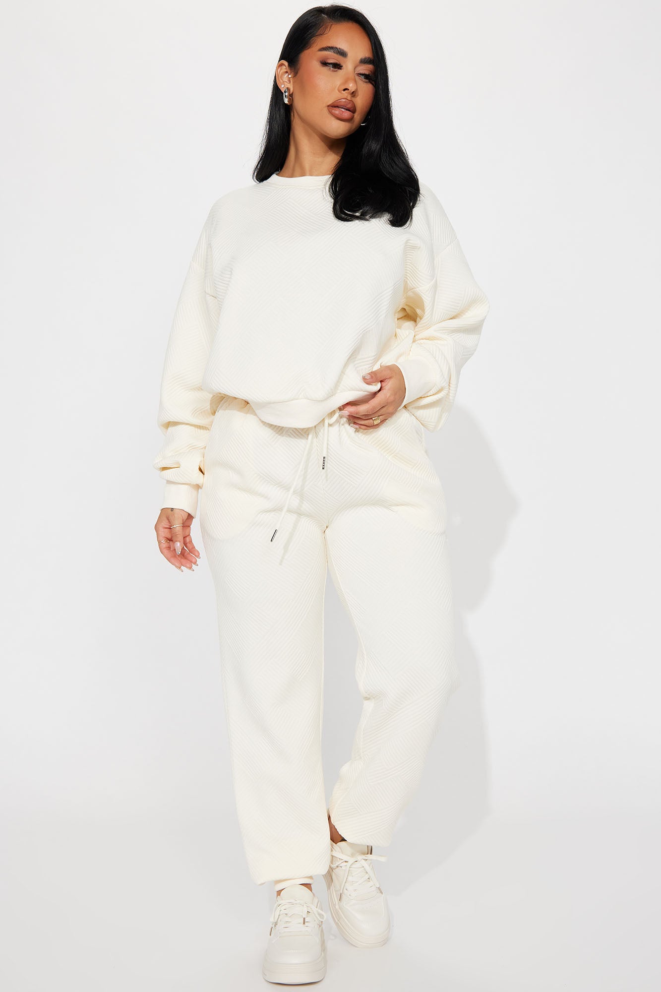 Image of Annabelle Textured Sweatsuit - Cream