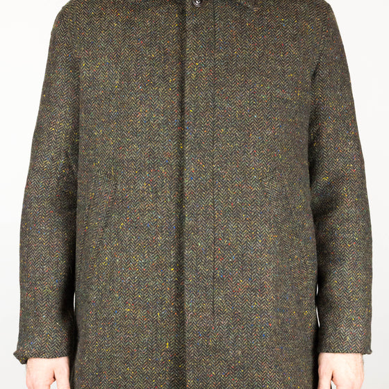 Olive herringbone Irish Tweed Wool Coat