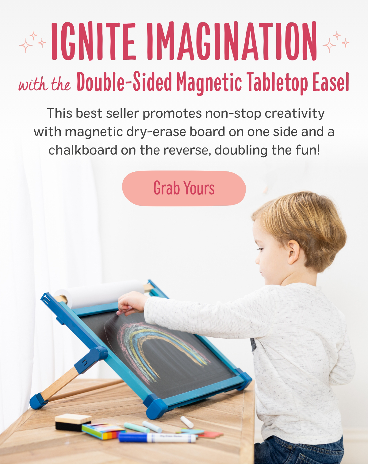 double-sided magnetic tabletop easel