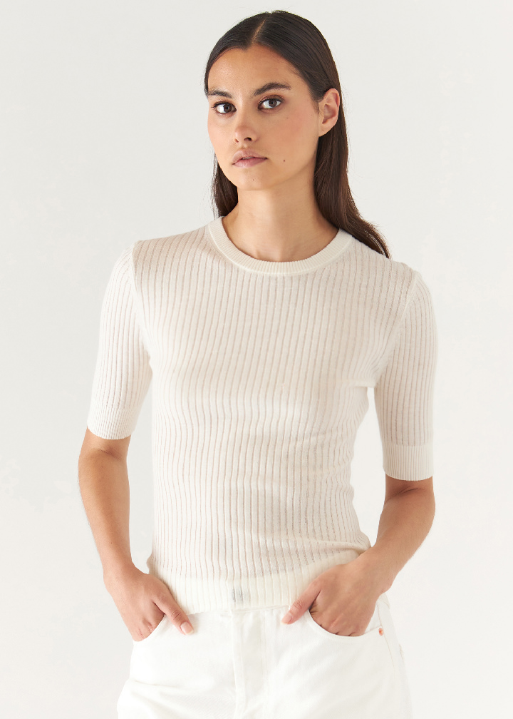 COTTON CUPRO RIBBED CREWNECK