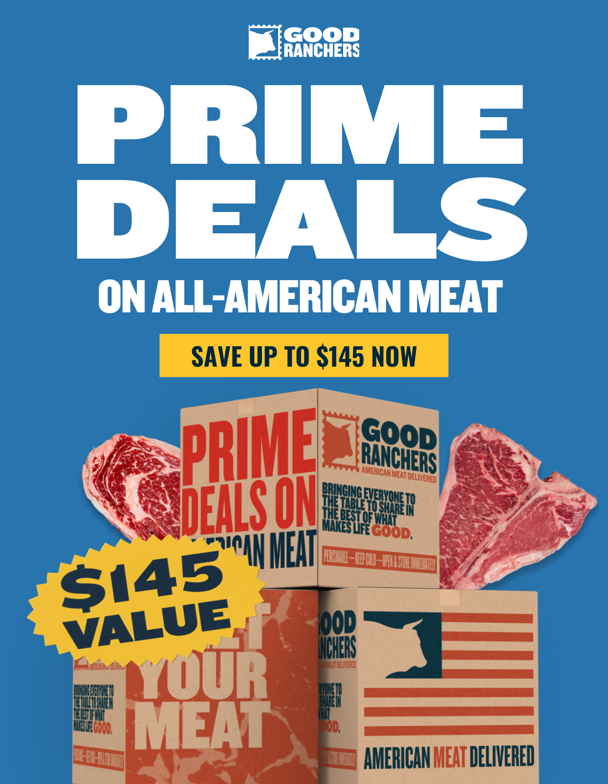 Prime Deals on All-American Meat: Save up to $145 on your first box!