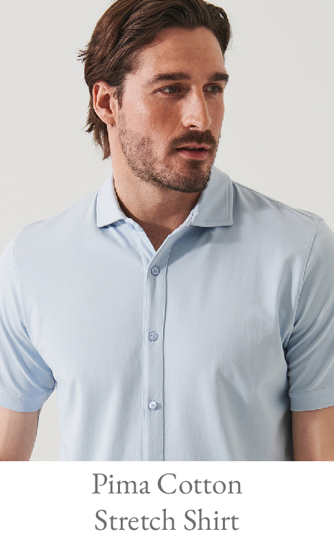 PIMA COTTON STRETCH BUTTON FRONT SHIRT