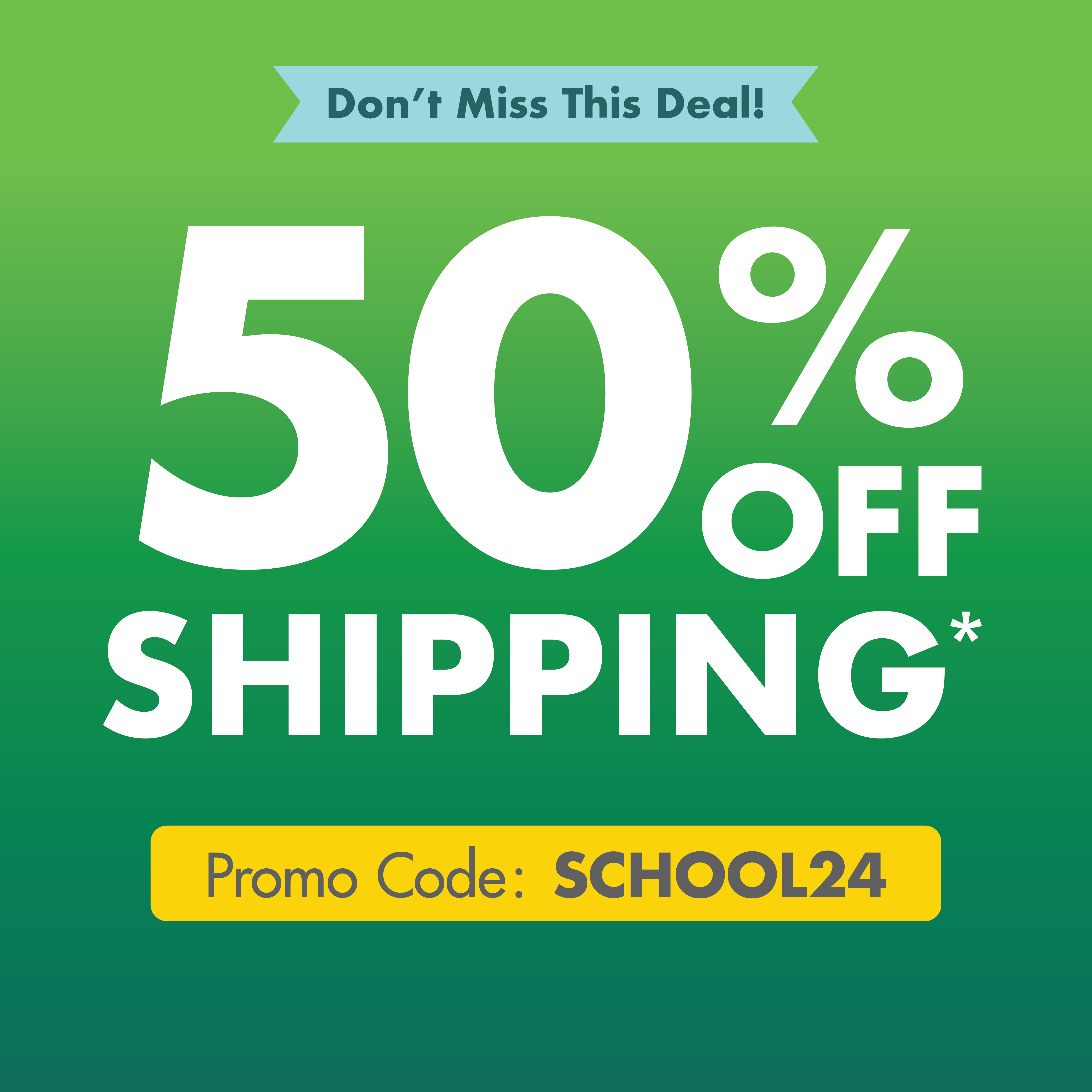 Get 50% off shipping online sitewide with code SCHOOL24 until 8/4/24